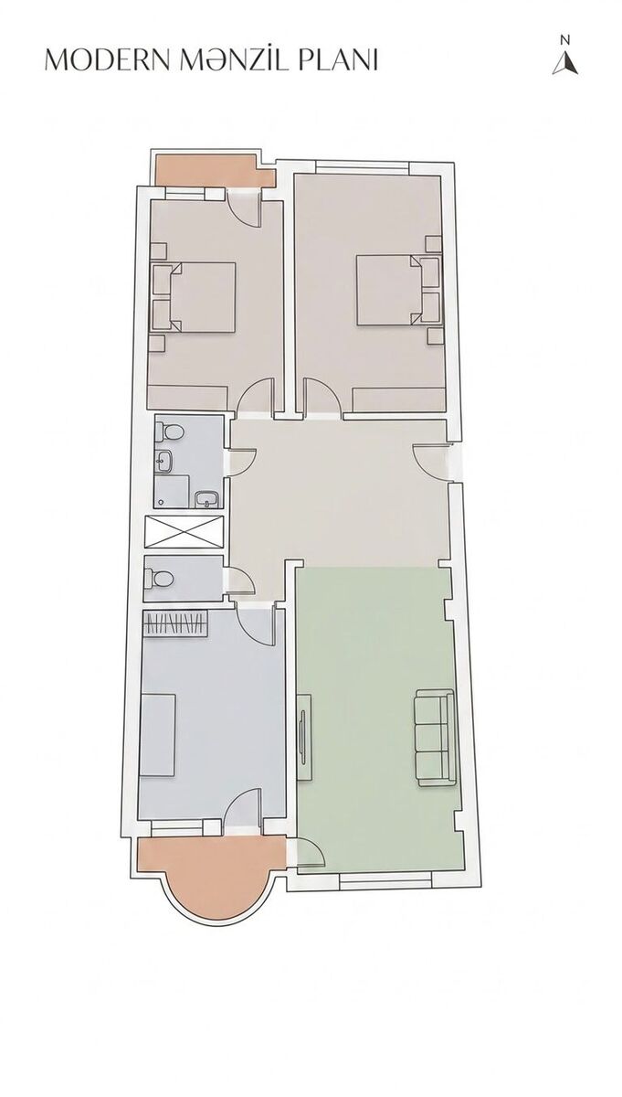 Satılır 3 otaqlı yeni tikili 135 m² — Mənzil, Bakı (3)