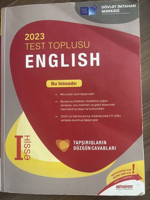 İngilis dili Testlər 11-ci sinif, DİM, 1-ci hissə, 2023 il — Bakı