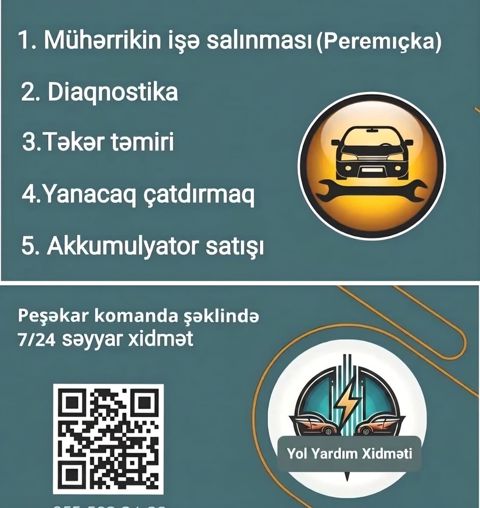 Səyyar Avtomobil Yardım Xidməti — Cərəyan, Yanacaq, Təkər 24/7 — Bakı