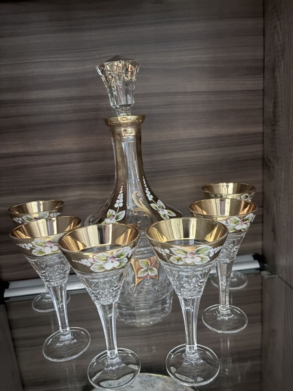 Şüşə və kristal süfrə dəstləri – əl işli bəzəklərlə - Yaşıl tonlarda — Qablar və mətbəx əşyaları, Bakı (3)
