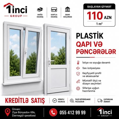 Plastik qapı və pəncərələr – 1inci Group - Başlayan qiymət: 110 AZN — Bakı