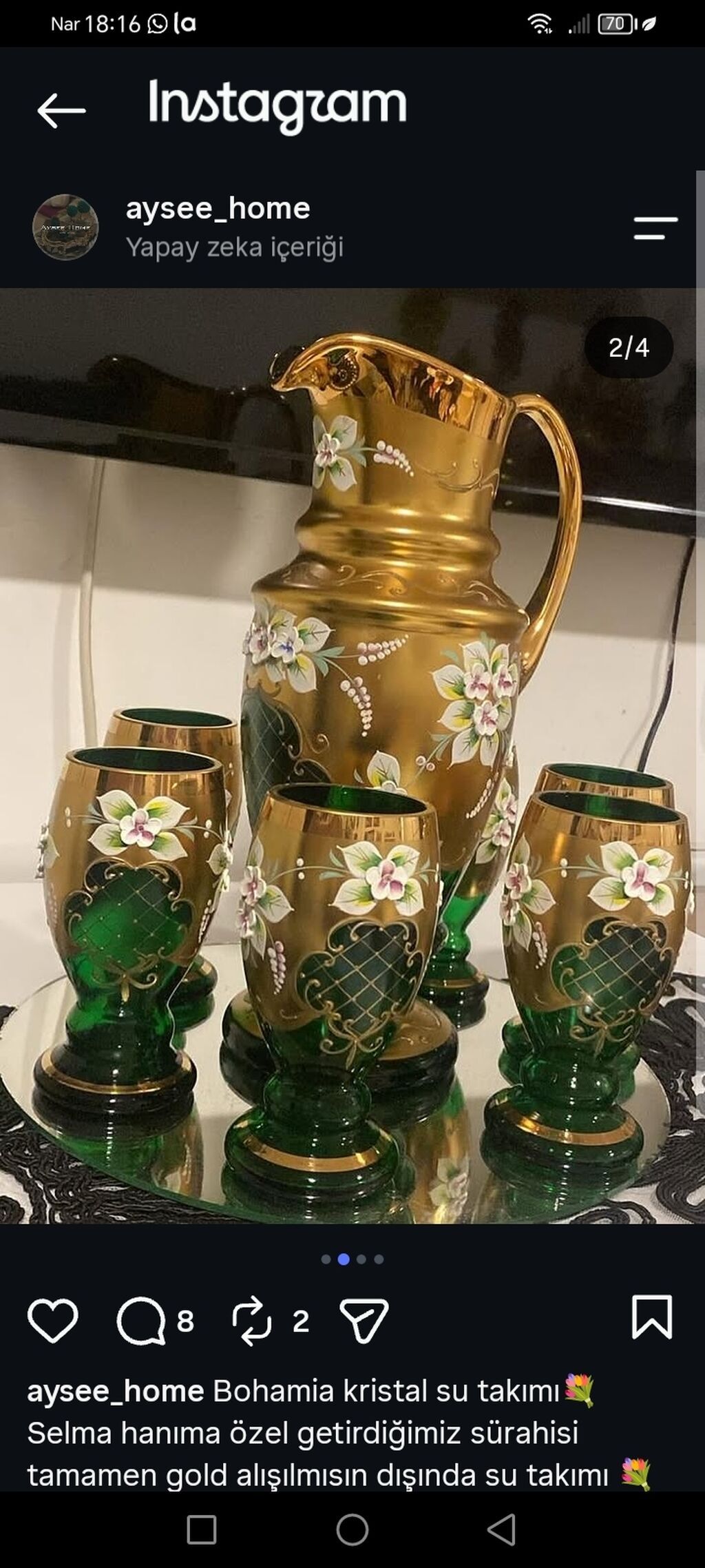 Rəng - Qızılı, Xrustal, Çexiya — Süfrə qabı, Digah (2)