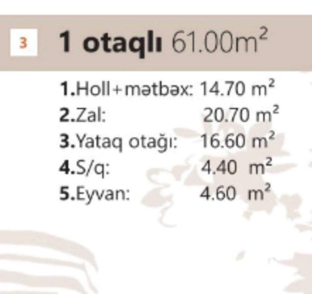 Satılır 2 otaqlı yeni tikili 61 m² — Mənzil, Bakı (8)