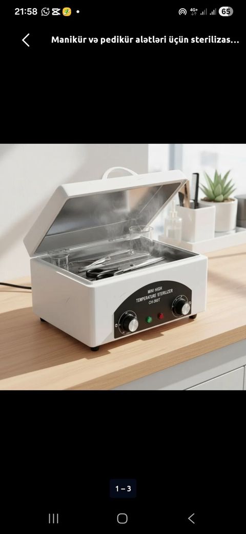 Manikür və pedikür alətləri üçün yüksək temperaturda sterilizator + — Bakı