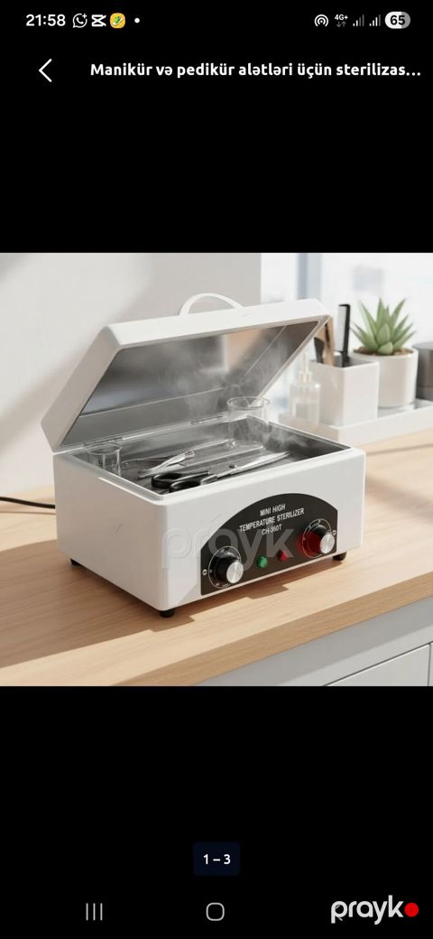 Manikür və pedikür alətləri üçün yüksək temperaturda sterilizator + — Bakı