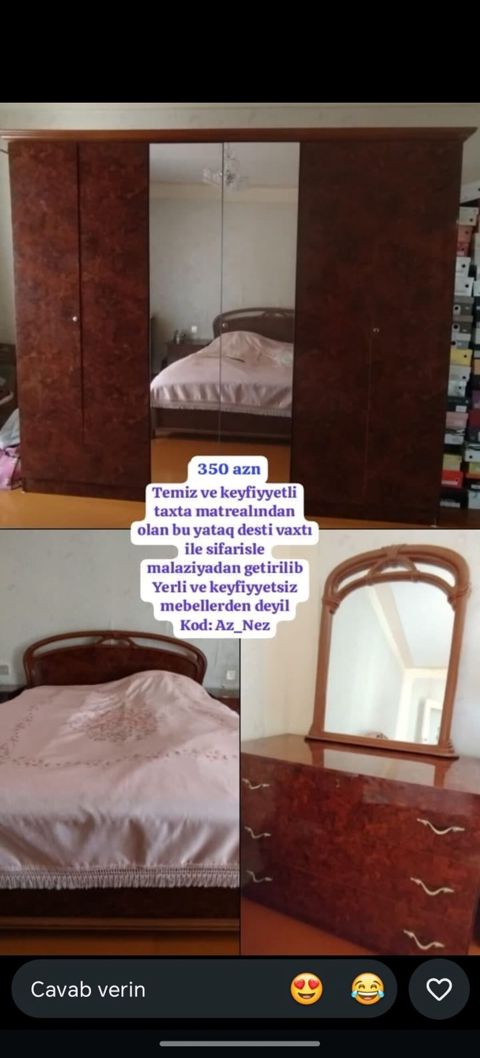 Yataq otağı dəsti - Material: tam taxta, keyfiyyətli və möhkəm — Şirvan