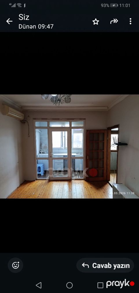 2otaqlı mənzil – 3 otağına birləşik mətbəxli - Plan: Zalda fransız