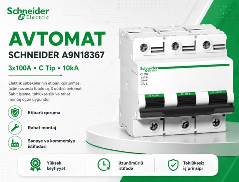 Tənzimləyici "Schneıder A9N18367 Avtomat 3X100A C TIP 10kA" — Bakı