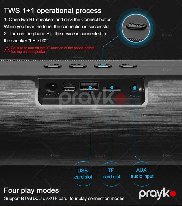 Bluetooth dinamik "Kisonli LED-902" — Səs texnikası, Bakı (2)