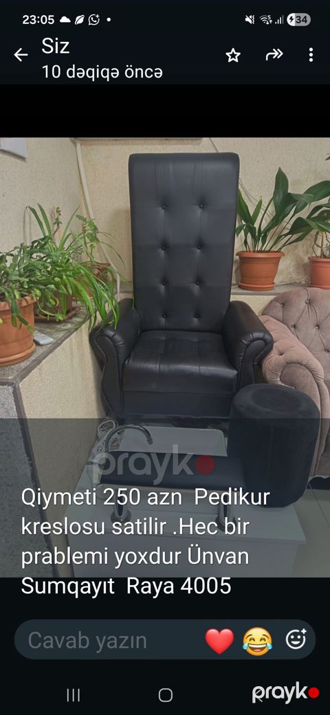 Pedikür kreslosu və aksesuarları - Yüksək arxalı, düyməli dizayna — Sumqayıt