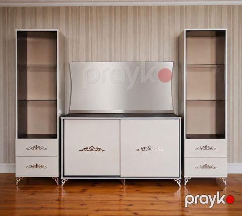 Ağ-qara rəng palitrasında elegant vitrin və komod dəsti - Dəst — Bakı