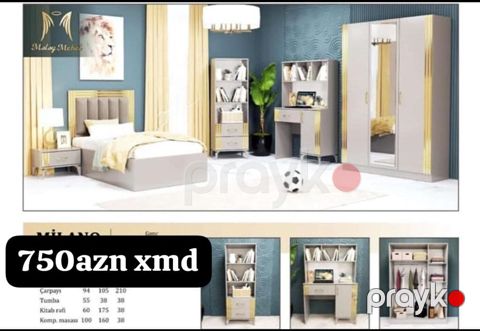 Milano yataq otağı dəsti Tərkibi: - Çarpayı (başlıqla birlikdə)