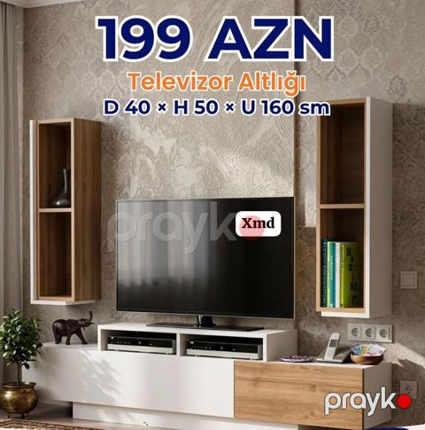 Televizor altlığı və asma şkaf dəsti Ölçülər: - Dərinlik: 40 sm — Bakı