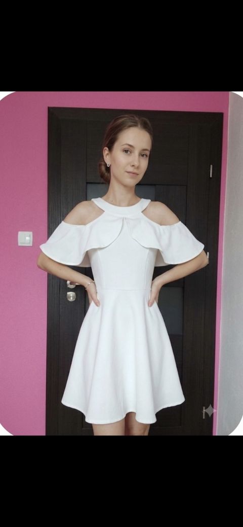Ağ rəngli qısa don - Model: off-shoulder (çiyinləri açıq), ikili — Bakı