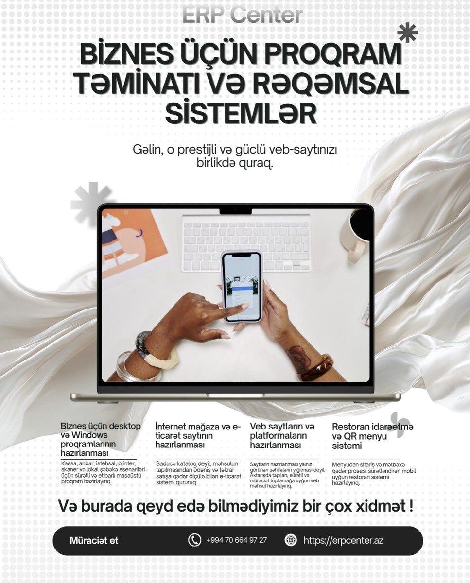 Biznes üçün fərdi proqram təminatı və ERP sistemlərinin hazırlanması — Xidmətlər, Bakı