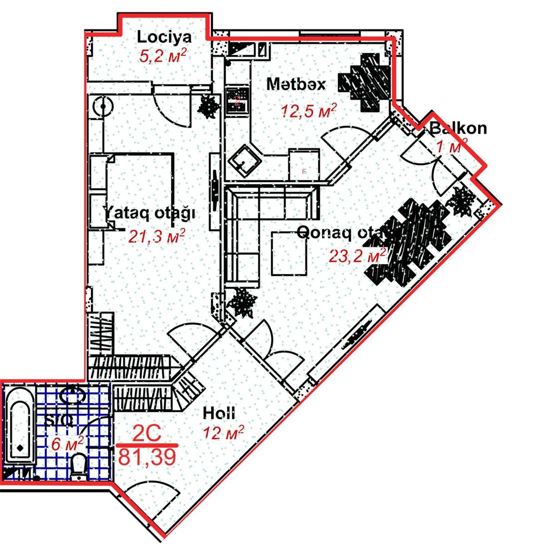 Satılır 2 otaqlı yeni tikili 81.3 m² — Mənzil, Lənkəran (7)