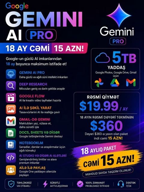 Gemini Pro abunəliyi — Bakı