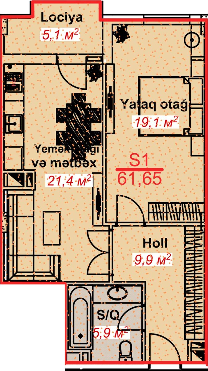 Satılır 1 otaqlı yeni tikili 61 m² — Mənzil, Lənkəran (6)