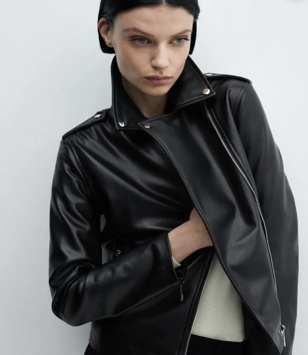 Məhsul: Qadın dəri gödəkçə – Mango Model: biker üslubunda, qısa — Jaketlər, Masazır (2)
