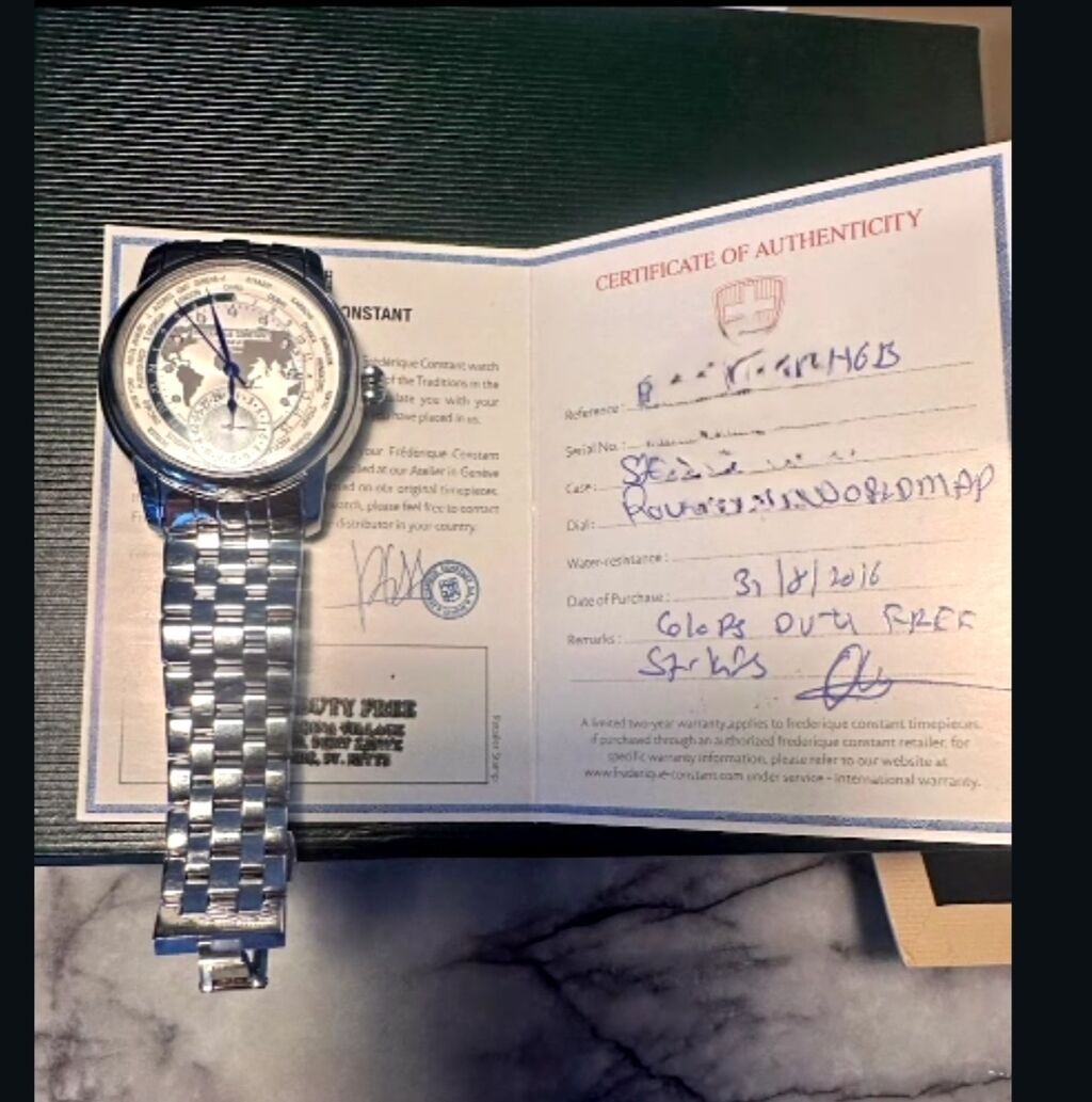 Orginal serfikat Frederique Constant Geneve – Worldtimer kişi qol — Qol saatları, Xırdalan (2)