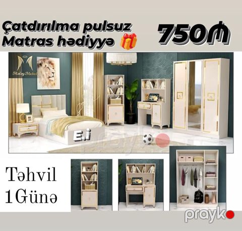 Uşaq/yeniyetmə otağı üçün komplekt mebel dəsti Dəst tərkibi: - 1