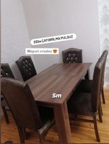 Yemək otağı dəsti – 1 masa + 6 stul - Masa: taxta fakturalı — sabina mobilya — Mebel