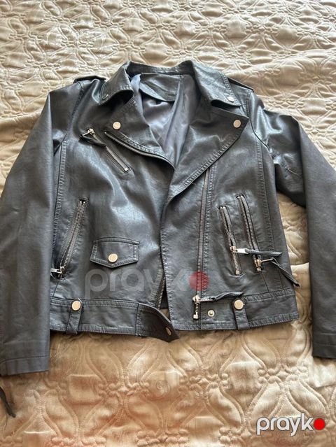 Uşaq üçün boz rəngli biker stilində süni dəri gödəkçə. Xüsusiyyətlər — Bakı