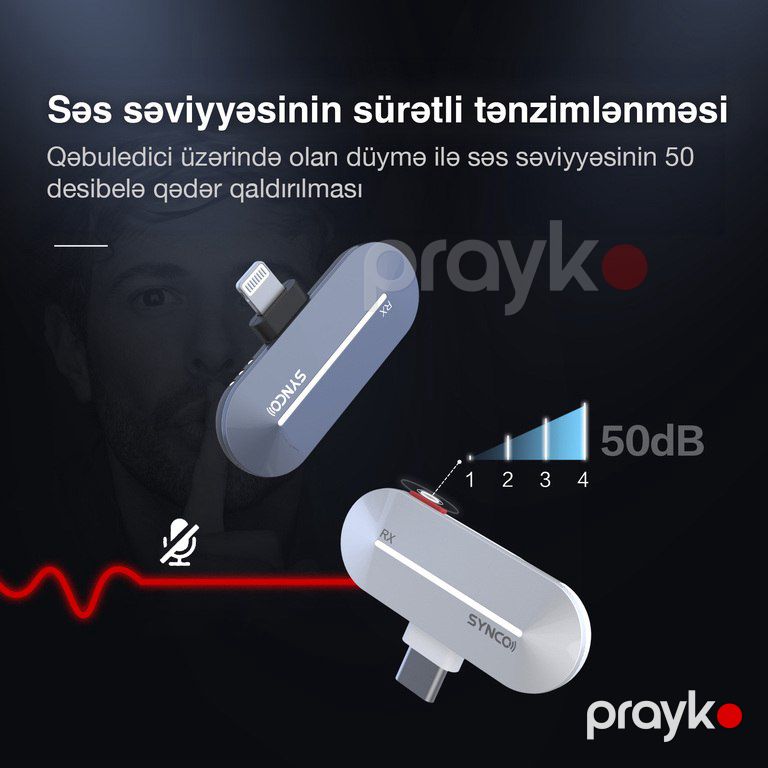 "Synco P2S T" telefon üçün simsiz yaxa mikrofonu (Type-C, 2 nəfərlik) — Səs texnikası, Bakı (6)