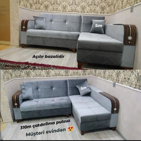 Künc divan – açılır bazalı model - L‑şəkilli künc divan, rahat oturuş — Digah