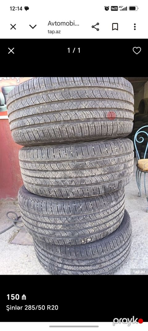 Salam 285 50 R20 təkər 4 ədəd kaplekt az sürülmüş real alıcı narahat