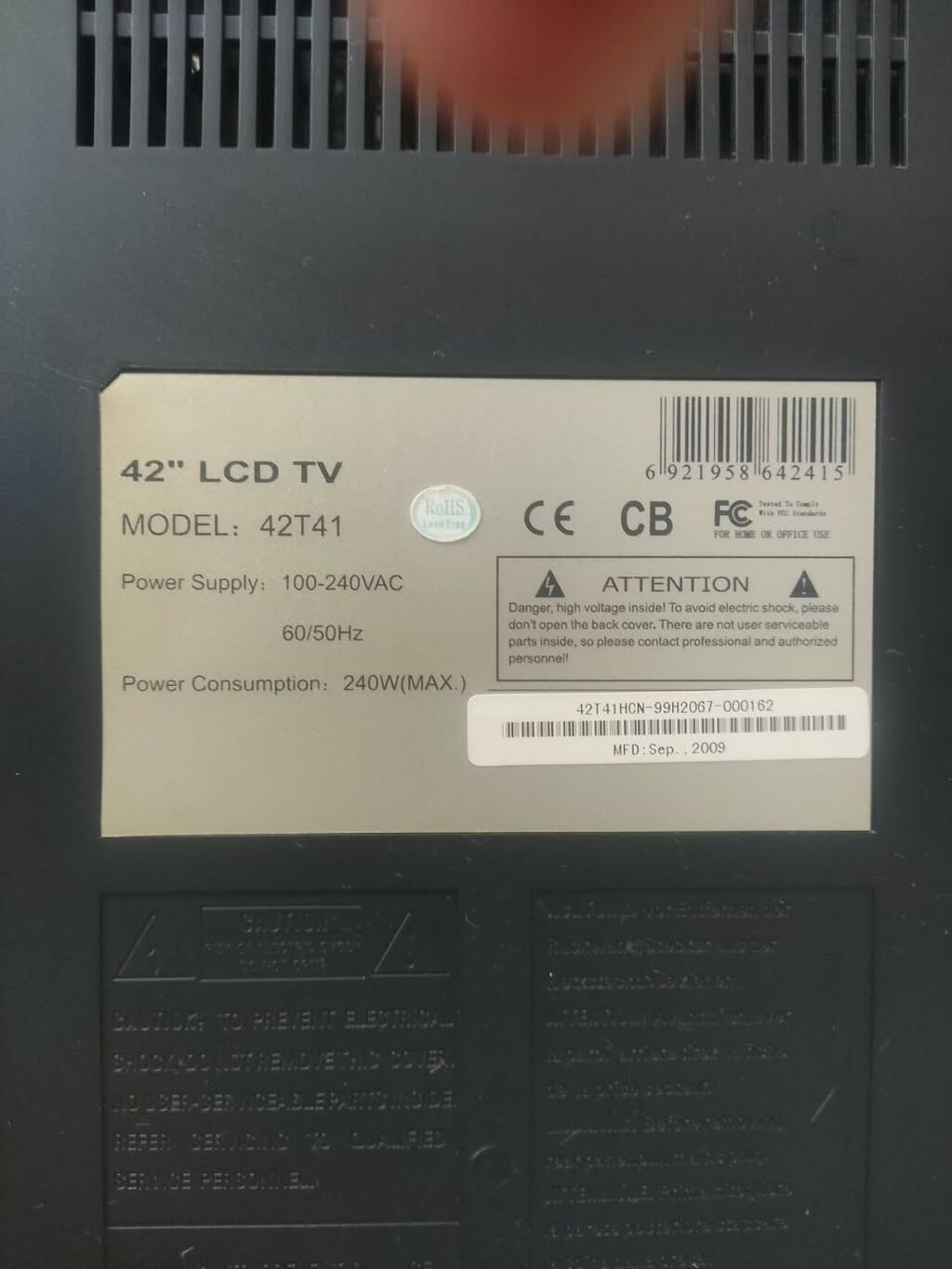 42" LCD TV – Model: 42T41 Texniki xüsusiyyətlər: - Ekran: 42 düym — Televizorlar, Bakı (2)
