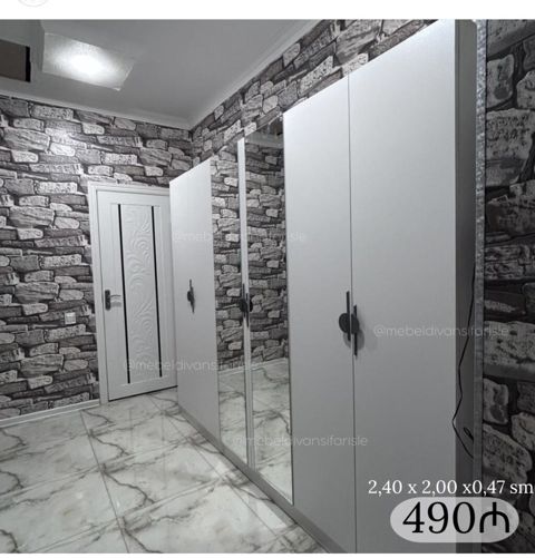 Ağ rəngli 6 qapılı şkaf - Ölçülər: 2,40 x 2,00 x 0,47 m (eni x — Bakı