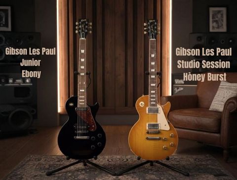 Gibson Les Paul Junior, Ebony və Gibson Les Paul Studio Session, Honey Burst — Bakı