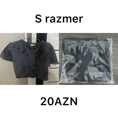 Qara rəngli qısa top köynək - Ölçü: S (etiketdə Y.Y) - Dizayn: qısa — Masazır