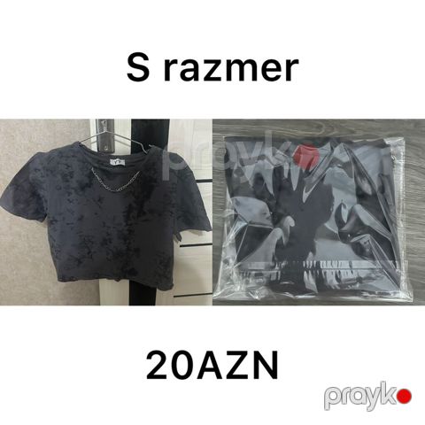 Qara rəngli qısa top köynək - Ölçü: S (etiketdə Y.Y) - Dizayn: qısa — Masazır