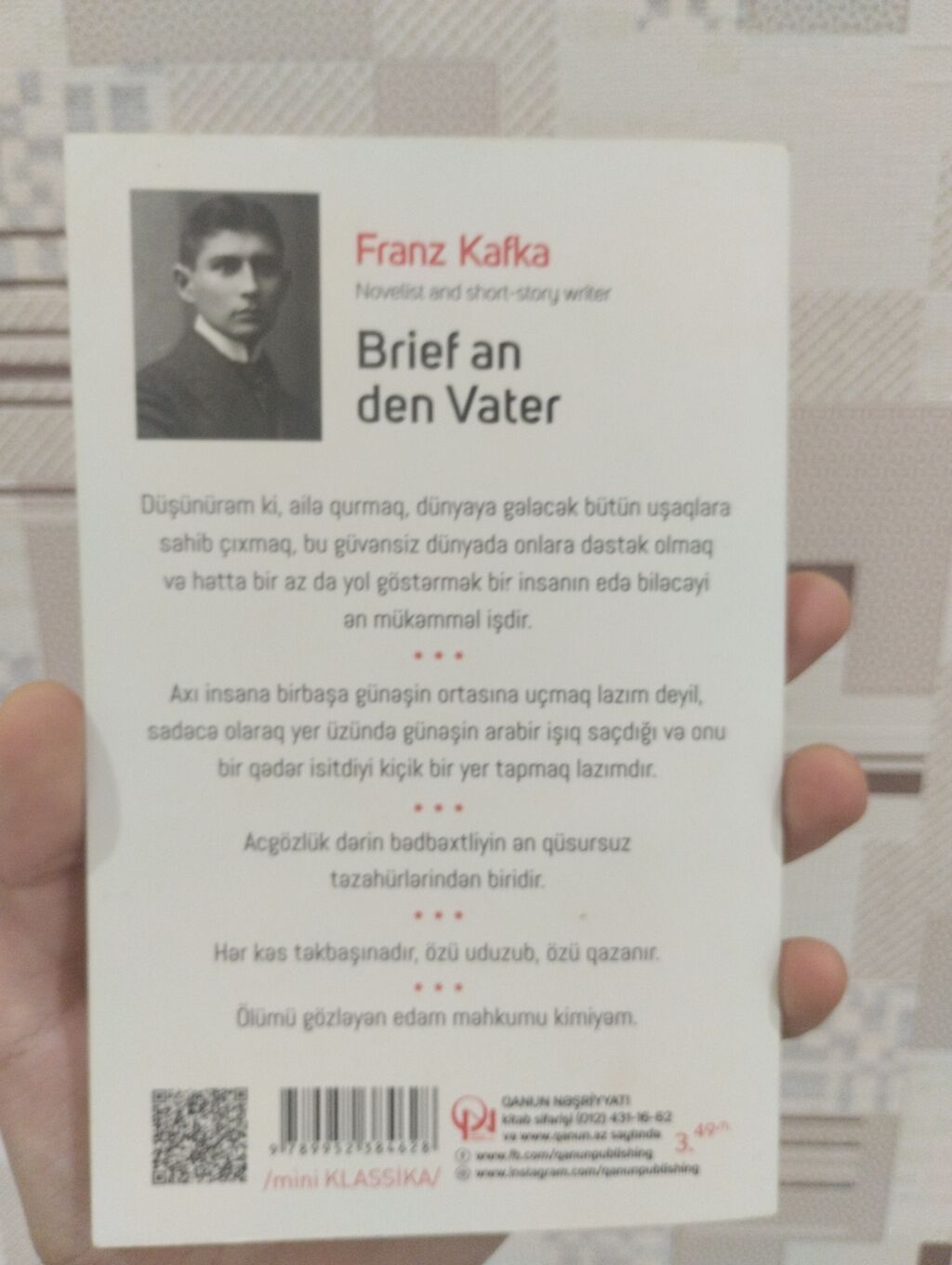 Franz Kafka – “Atama məktub” (mini Klassika seriyası) - Müəllif — Kitablar, Masazır (2)