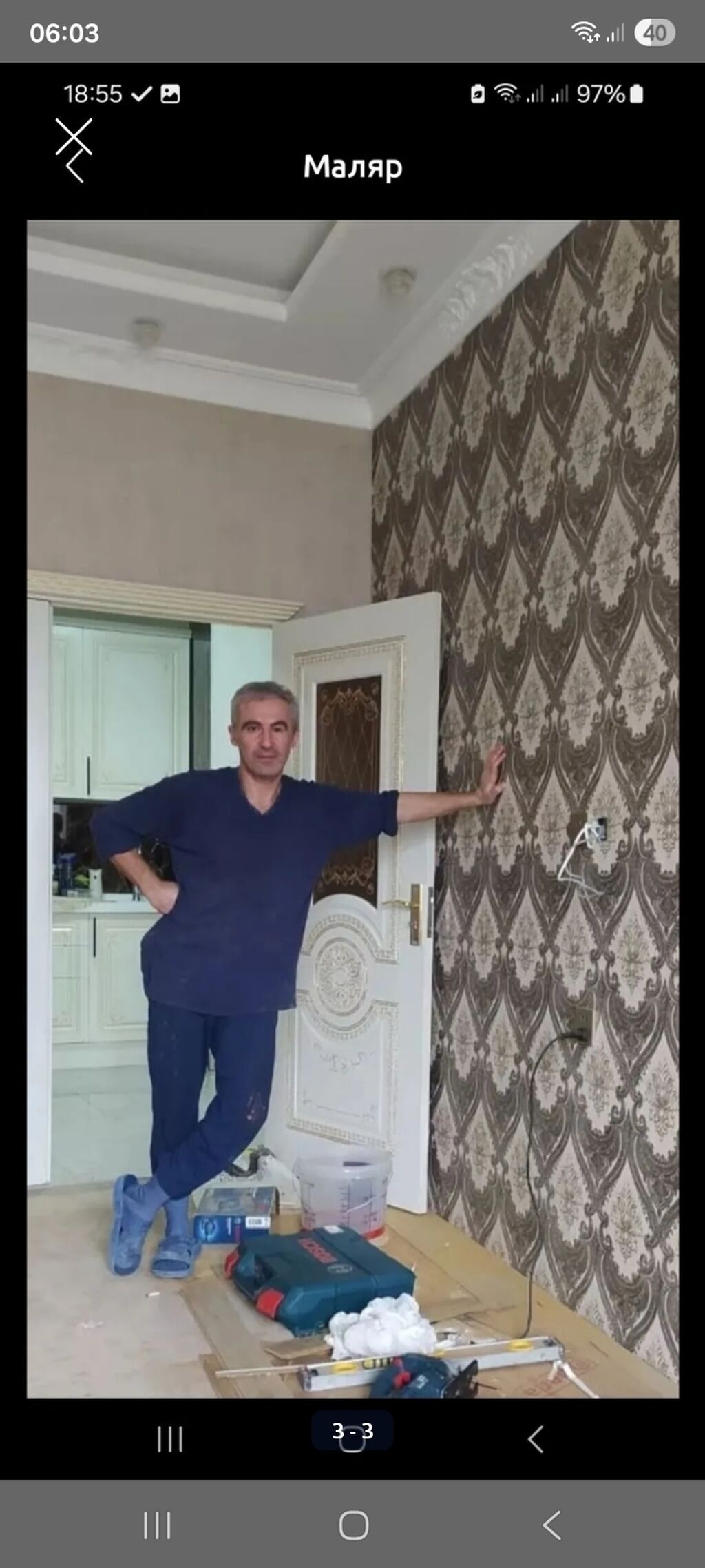 Rengsaz isleri.Малярные работы — Döşəmə və tavan işləri, Bakı (7)