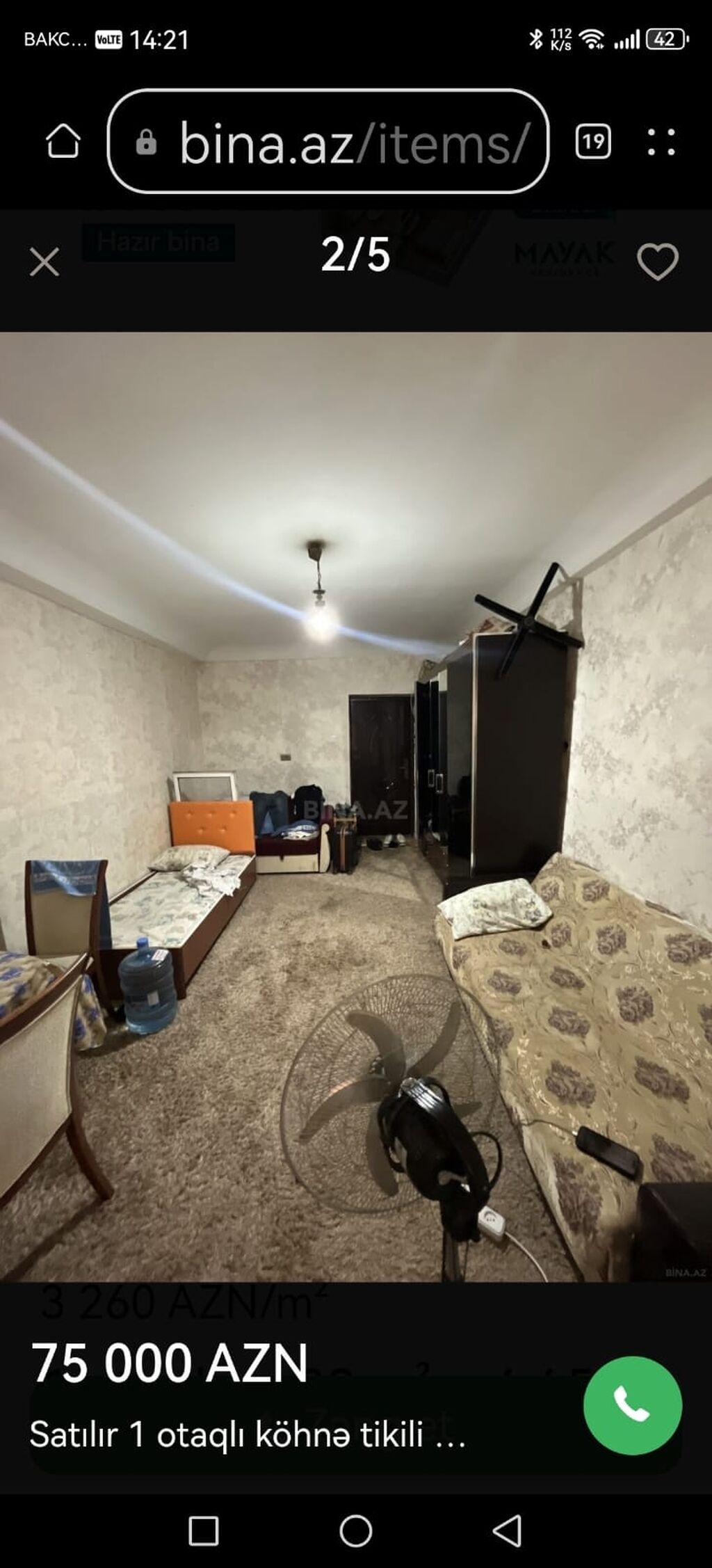 Qarayevde 5/3 mertebesinde 1 otaqli ev 300 azn ev 2 neferden artiq — Mənzil, Bakı (10)