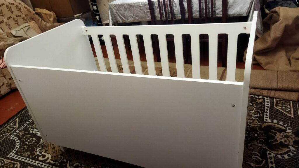 Uşaq beşiyi – “Ali bebe” model - Material: ağ rəngli MDF/taxta — Mebel, Bakı (3)