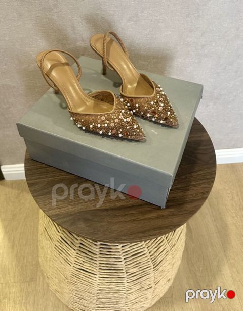 Zərif qadın topuqlu ayaqqabı - Model: sivri burun, slingback (arxa — Bakı