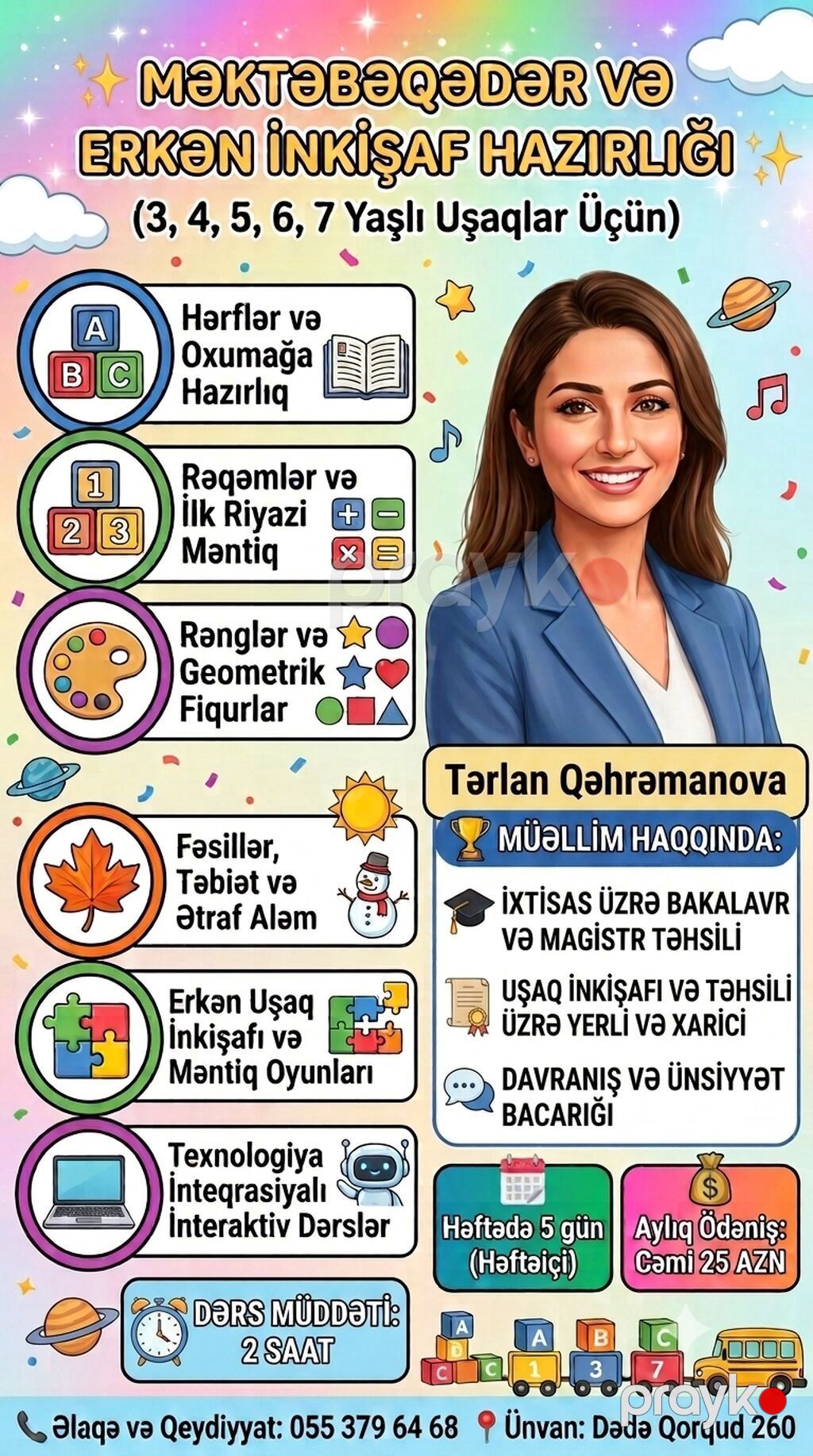 Məktəbəqədər və ibtidai sinif hazırlığı, Azərbaycan dili, Əyani — Uşaqların inkişafı, logoped, Gəncə