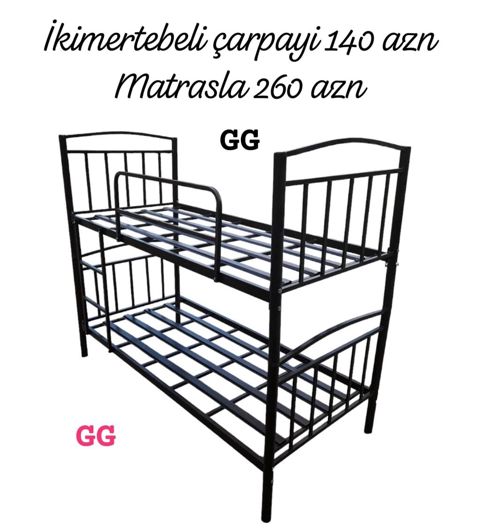 İkimertebəli metal çarpayı - Geniş və möhkəm metal karkas - Yuxarı — Bakı