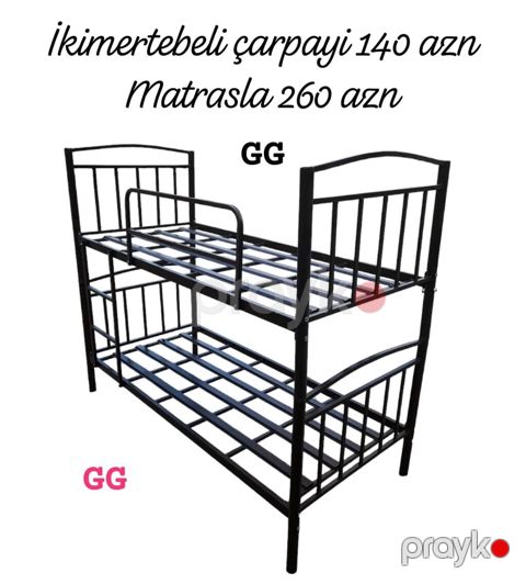 İkimertebəli metal çarpayı - Geniş və möhkəm metal karkas - Yuxarı — Bakı