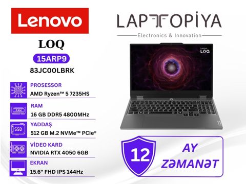 Lenovo loq 15ARP9 83JC00LBRK — Bakı