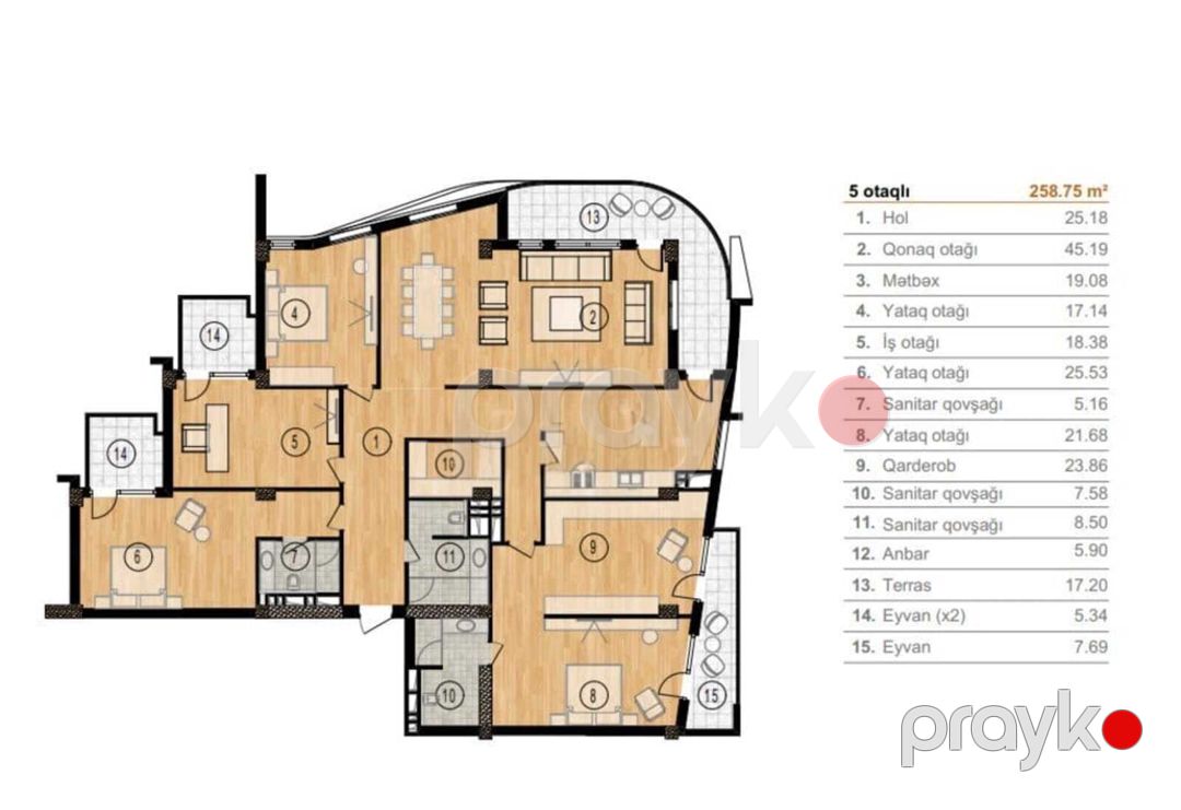 Satılır 5 otaqlı yeni tikili 259 m² — Mənzil, Bakı (4)