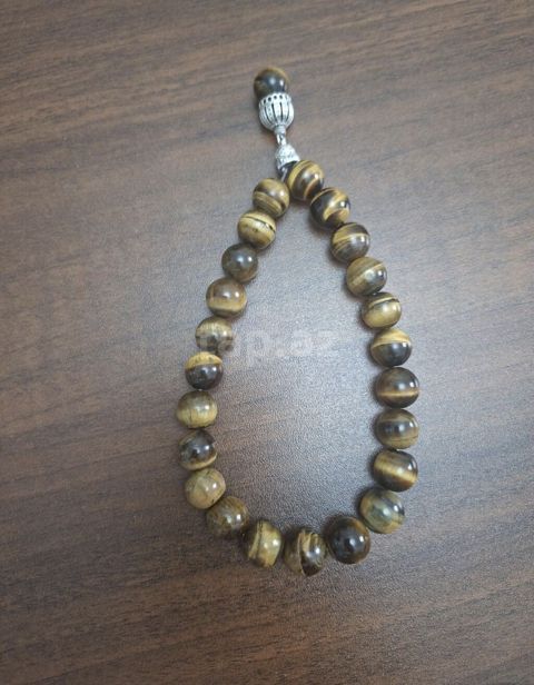 Xacmazdadir Təbii “Pələng gözü” daşından təsbeh - Material: Pələng — Xaçmaz