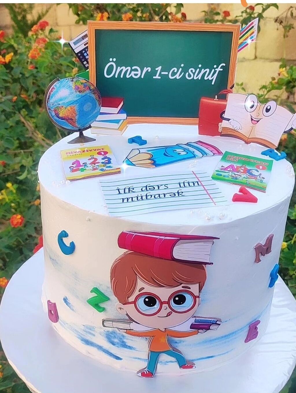Məktəb mövzulu bəzəkli tortlar - Dizayn: “İlk dərs günü”, “Bilik günü — Qida məhsulları, Digah (4)