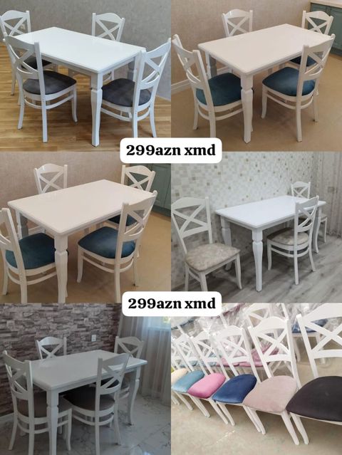 Ağ rəngdə yemək masası və 4 ədəd stul dəsti. - Klassik dizayn — Mehdiabad