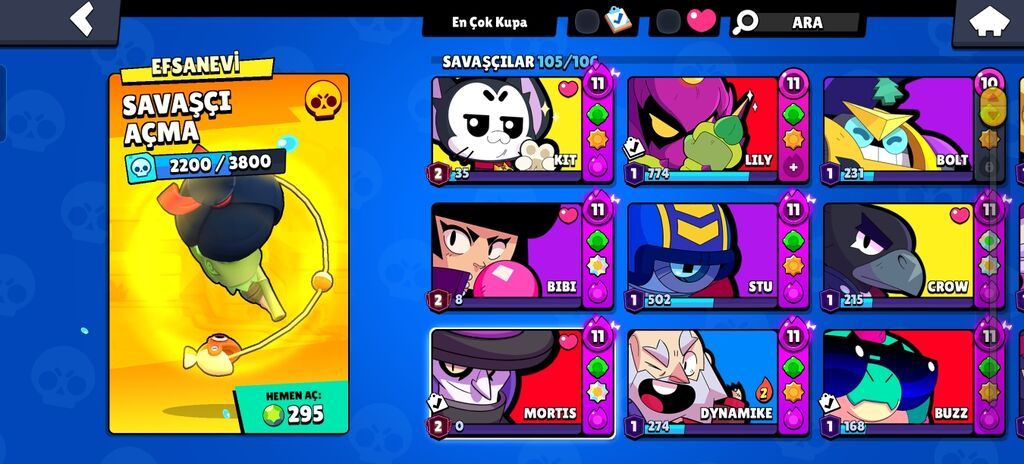 Brawl Stars hesabı 55k 105 karakter 33 prestij kit prestij 2 di bibi — Aksesuarlar, Sumqayıt (4)