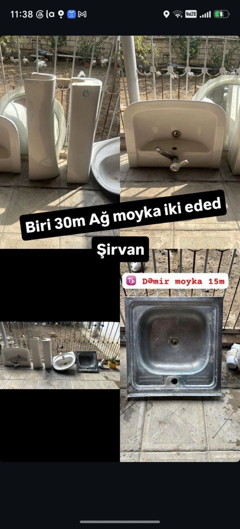 Mətbəx və vanna otağı üçün moykalar və ayaq dayaq hissələri - 2 ədəd — Şirvan